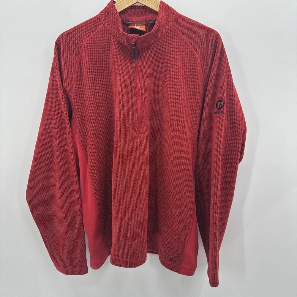 Merrell Sweater‎ Mens XL Gray 1/4 Zip Long Sleeve Fleece Pullover Jacket Active